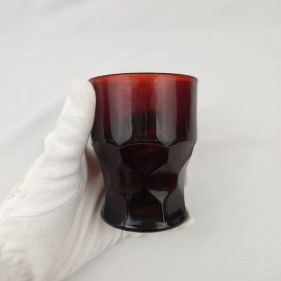 Vintage Anchor Hocking Ruby Red Depression Glass Drinking Tumbler Set of 4 - Picture 3 of 8